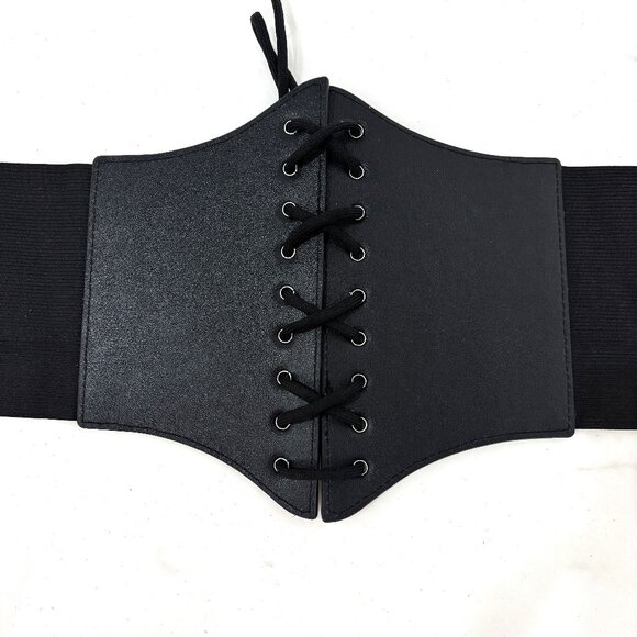 Renaissance Pirate Style Cinch Stretch Blk Belt EUC - Picture 1 of 8